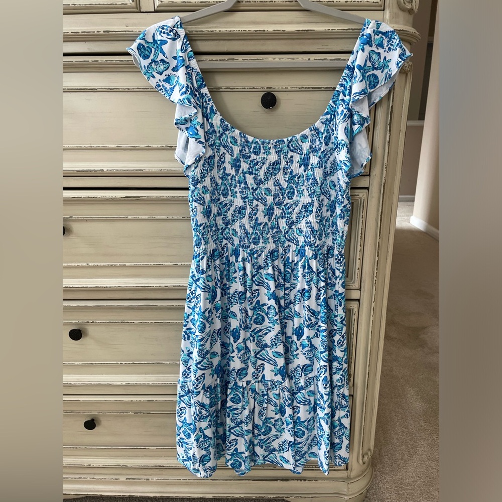 Lily Pulitzer Jilly Seashell Print Smocked Mini dress resort style